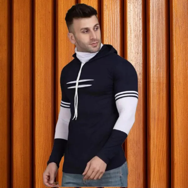 Navy_Blue_White_Cotton_Blend_Regular_Fit_Solid_Hooded_Neck_T-Shirt_For_Men