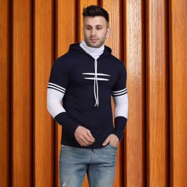 Navy_Blue_White_Cotton_Blend_Regular_Fit_Solid_Hooded_Neck_T-Shirt_For_Men