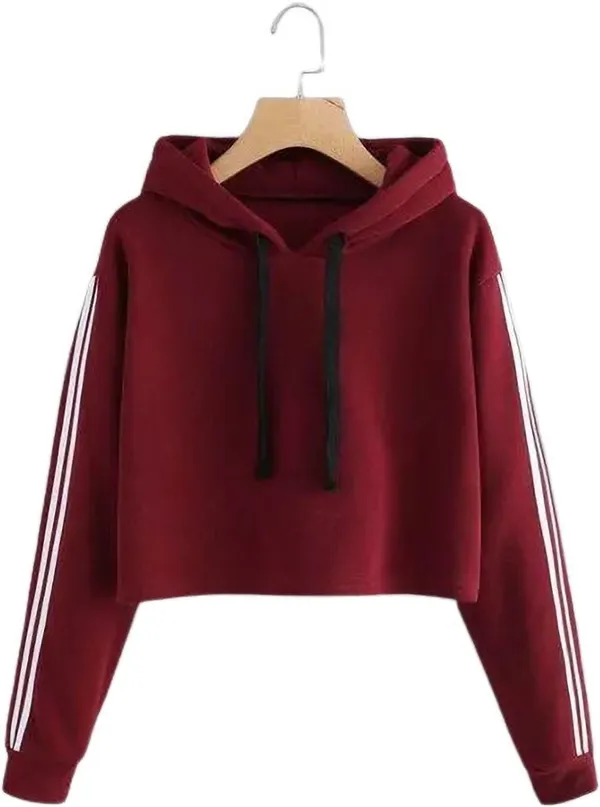 Maroon_Cotton_Blend_Regular_Hooded_Neck_T-Shirt_For_Women