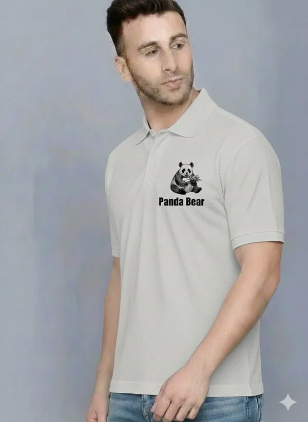 Grey_Polycotton_Regular_Polo_T-Shirt_For_Men