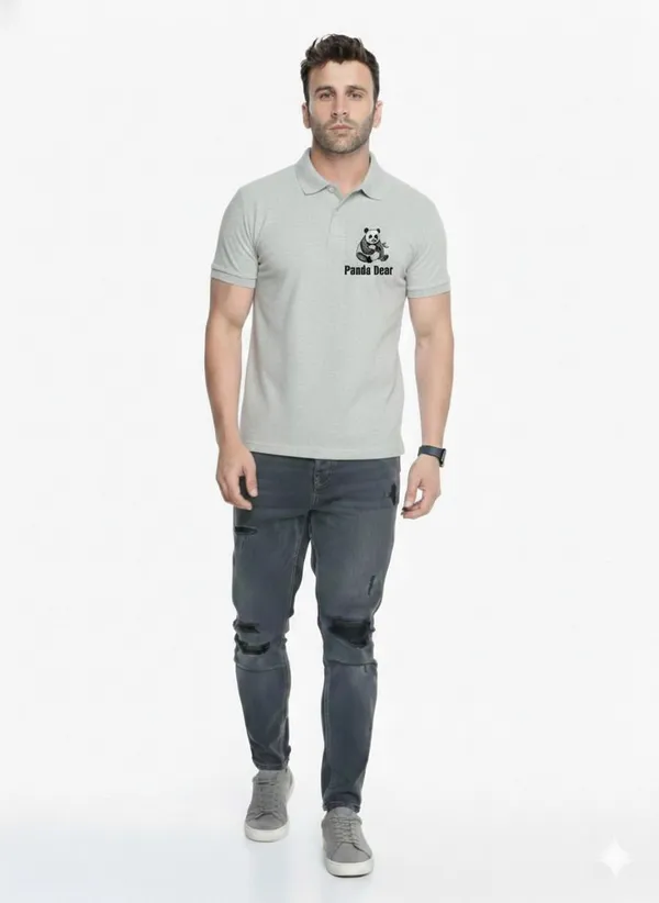 Grey_Polycotton_Regular_Polo_T-Shirt_For_Men