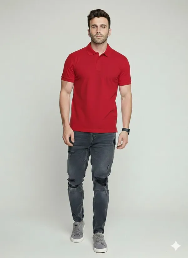 Red_Polycotton_Regular_Fit_Solid_Polo_Neck_T-Shirt_For_Men