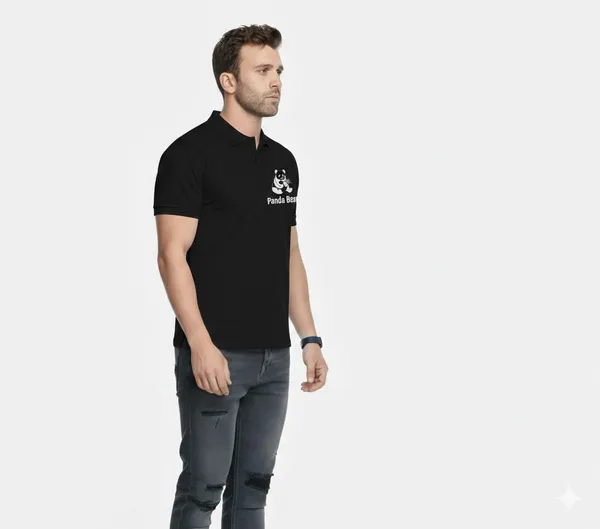 Black_Polycotton_Regular_Fit_Solid_High_Neck_T-Shirt_For_Men