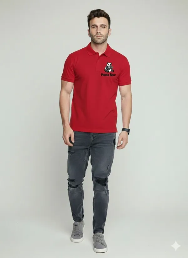 Red_Polycotton_Regular_Fit_Solid_High_Neck_T-Shirt_For_Men