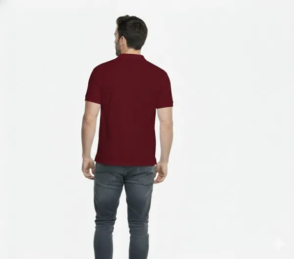 Maroon_Polycotton_Regular_Fit_High_Neck_T-Shirt_For_Men