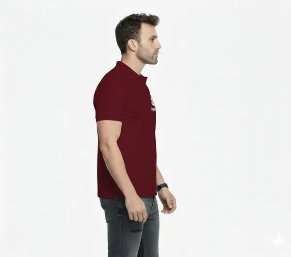 Maroon_Polycotton_Regular_Fit_Polo_Neck_T-Shirt_For_Men