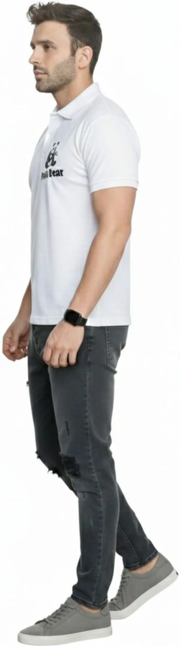 White_Polycotton_Regular_Polo_Neck_T-Shirt_For_Men