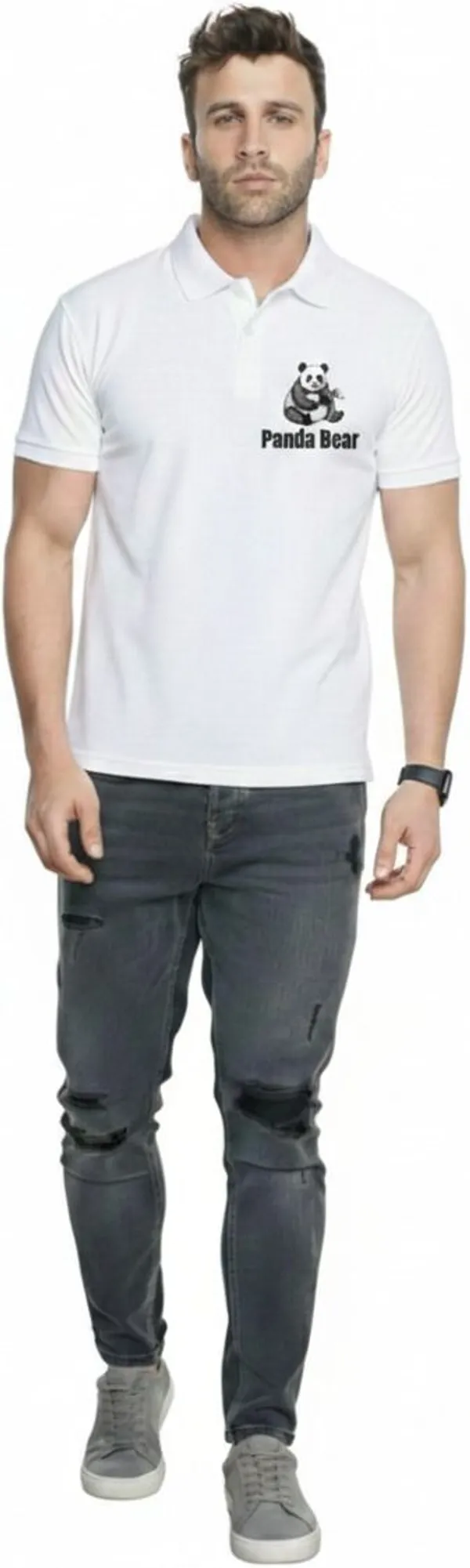 White_Polycotton_Regular_Polo_Neck_T-Shirt_For_Men
