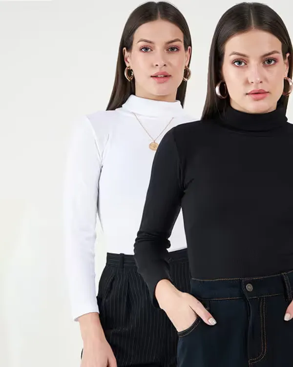 Black_White_Cotton_Slim_Fit_Turtleneck_Top_For_Women