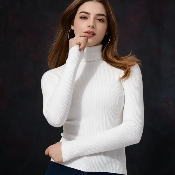 White_Cotton_Slim_Fit_Turtleneck_Top_For_Women