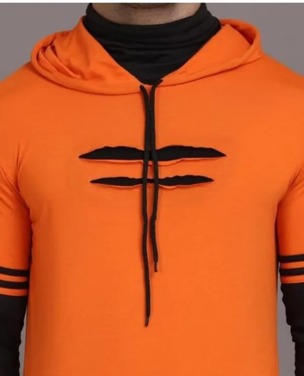 Orange_Black_Cotton_Blend_Regular_Fit_Hooded_T-Shirt_For_Men