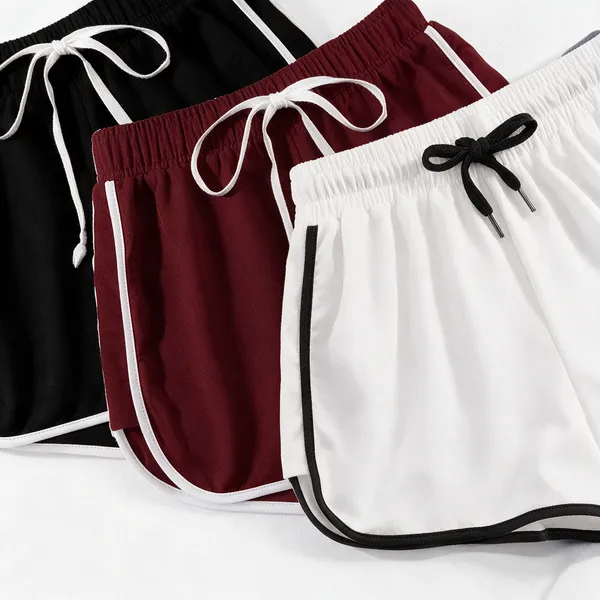 Black_Maroon_And_White_Polycotton_Striped_Mid_Rise_Hotpants_For_Women