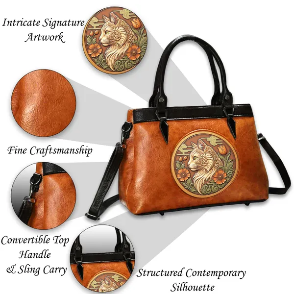 Premium_Vegan_Leather_Satchel_Bag_with_Artistic_Cat_Embossed_Design,_Handcrafted_Women’s_Designer_Handbag