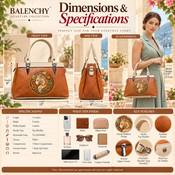 Balenchy_The_Cat_Satchel_—_Wearable_Art_Handbag_for_Women_|_The_Cat_Medallion_|_Cognac_Brown_|_Signature_Collection