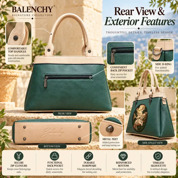 Balenchy_The_Force_Satchel_—_Wearable_Art_Handbag_for_Women_|_The_Force_Medallion_|_Forest_Green_|_Signature_Collection