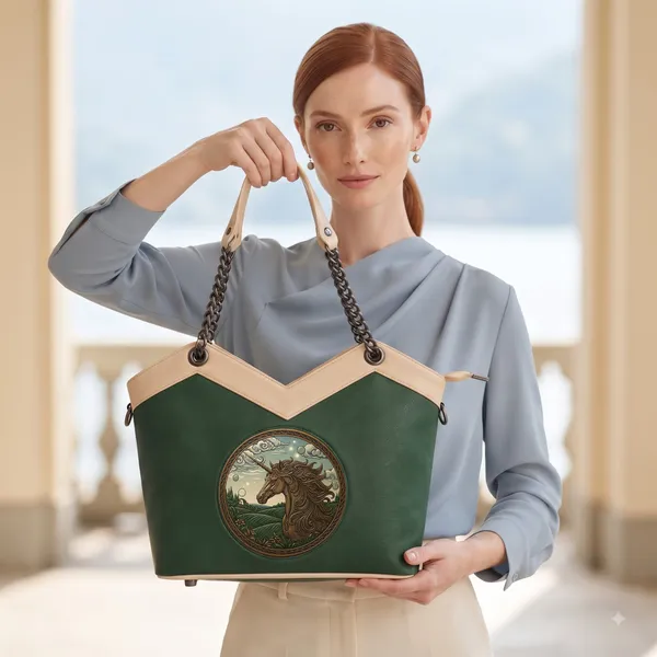 Balenchy_The_Wild_Tote_—_Wearable_Art_Shoulder_Bag_for_Women_|_The_Wild_Medallion_|_Forest_Green_|_Signature_Collection