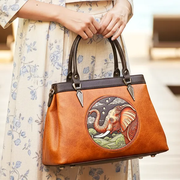 Balenchy_Vegan_Leather_Satchel_Bag_with_Artistic_Elephant_Embossed_Design_Premium_Handcrafted_Women’s_Handbag