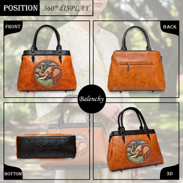 Balenchy_Vegan_Leather_Satchel_Bag_with_Artistic_Elephant_Embossed_Design_Premium_Handcrafted_Women’s_Handbag