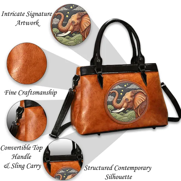 Balenchy_Vegan_Leather_Satchel_Bag_with_Artistic_Elephant_Embossed_Design_Premium_Handcrafted_Women’s_Handbag