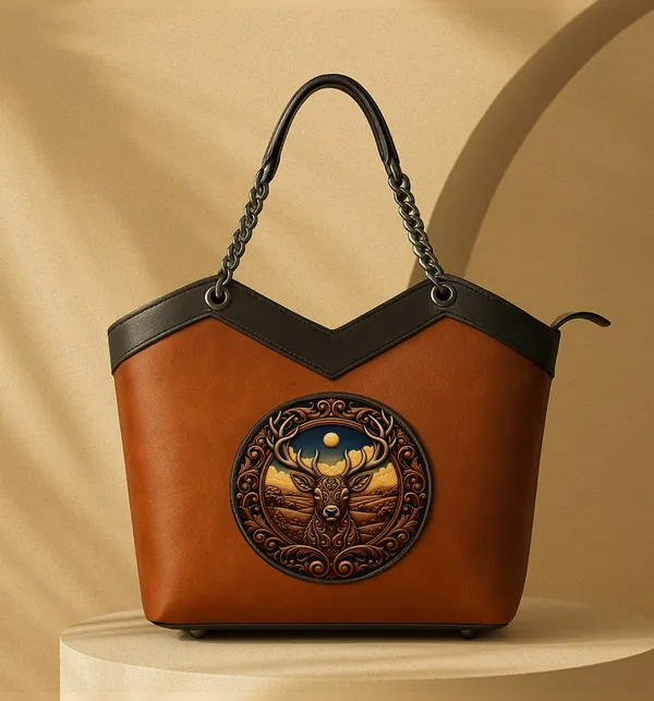 Vegan_Leather_Satchel_Bag_with_Embossed_Deer_Artwork_Luxury_Designer_Handbag_for_Women