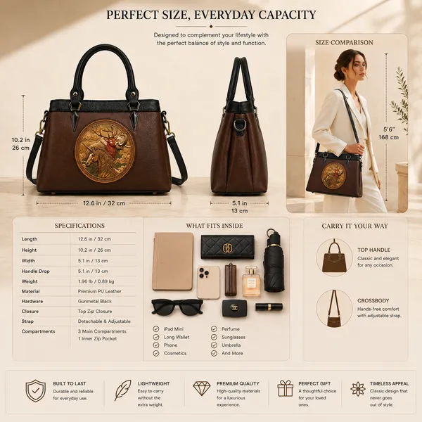 Brown_Vegan_Leather_Satchel_Bag_with_Artistic_Unicorn_&_Deer_&_Elephant_Embossed_Design__Premium_Handcrafted_Women’s_Designer_Handbag