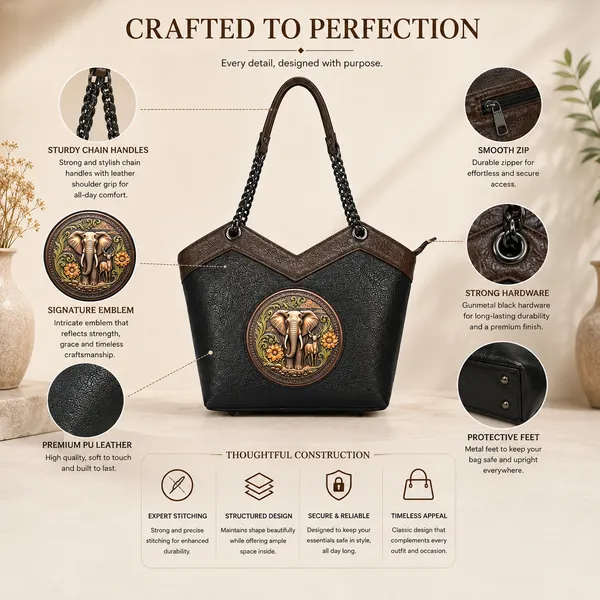 Black_Vegan_Leather_Satchel_Bag_with_Embossed_Elephant_and_Deer_Artwork_Luxury_Designer_Handbag