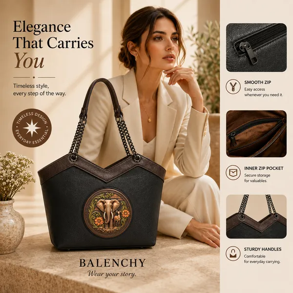 Black_Vegan_Leather_Satchel_Bag_with_Embossed_Elephant_and_Deer_Artwork_Luxury_Designer_Handbag