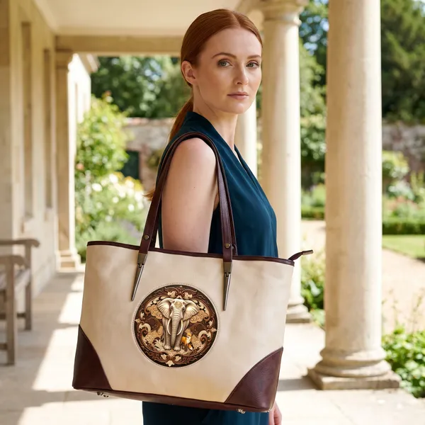 The_Union_—_Warm_Ivory_&_Tan_Wearable_Art_Shopper_|_BALENCHY_BROWN