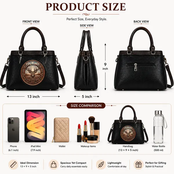 Black_Vegan_Leather_Satchel_Bag_with_Artistic_Deer_Embossed_Design_Premium_Handcrafted_Women’s_Handbag