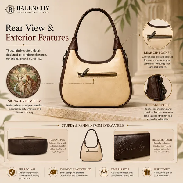 Balenchy_Women's_Ivory_Premium_Vegan_Leather_Shoulder_Bag_with_Women__with_Deer_Art_Medallion_|_Stylish_Designer_Handbag_for_Women_|_Adjustable_Sling_Strap