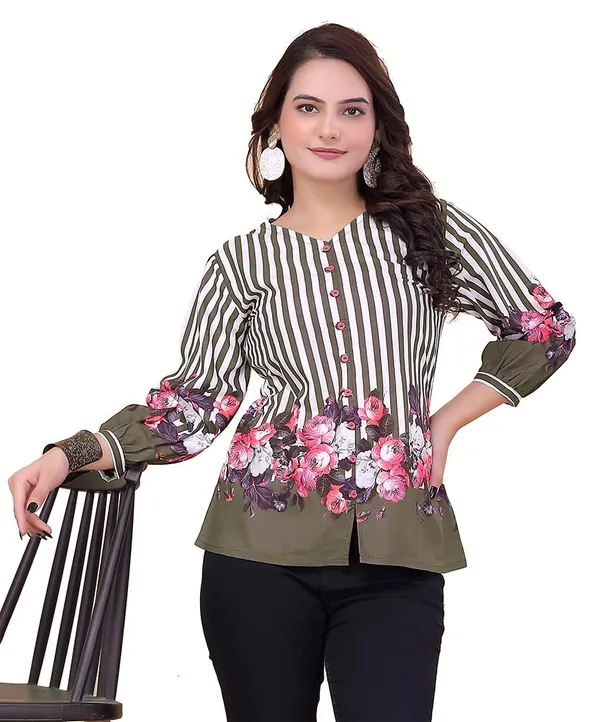 Coffee_Summercool_Top_For_Women_|__Regular_Fit_Long_Sleeve_V-Neck