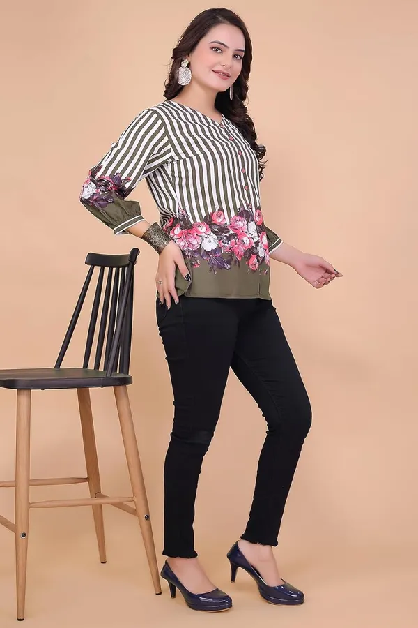 Coffee_Summercool_Top_For_Women_|__Regular_Fit_Long_Sleeve_V-Neck