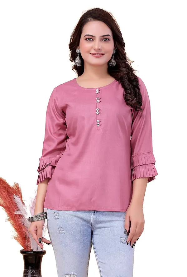 Pink_Pure_Rayon_Top_For_Women_|_Regular_Fit_Balloon_Sleeve_Sweetheart_Neck