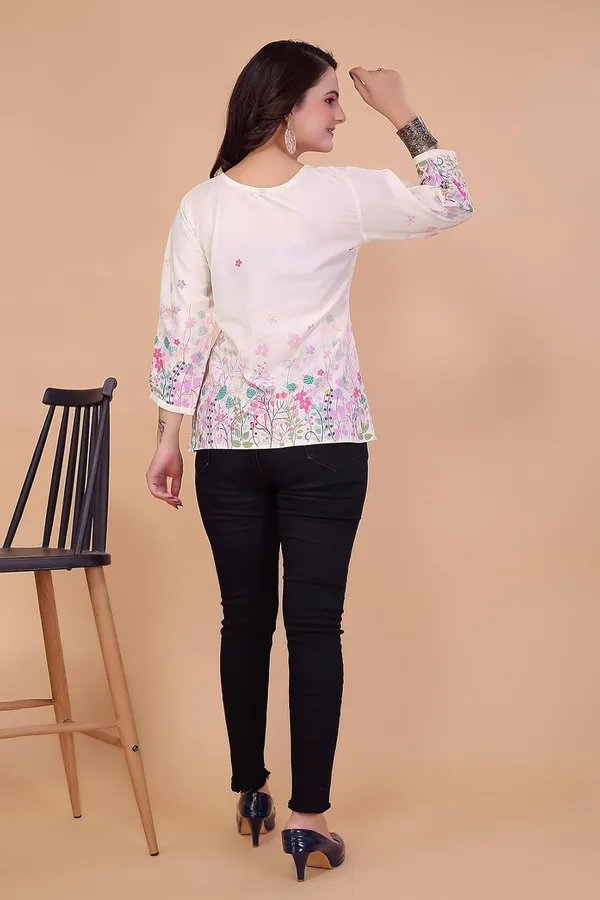 Cream_Summer_Cool_Top_For_Women_|__Regular_Fit_Long_Sleeve_V-Neck