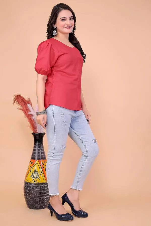 Rani_Pink_Viscose_Rayon__Top_For_Women_|_Regular_Fit_Balloon_Sleeve_Sweetheart_Neck