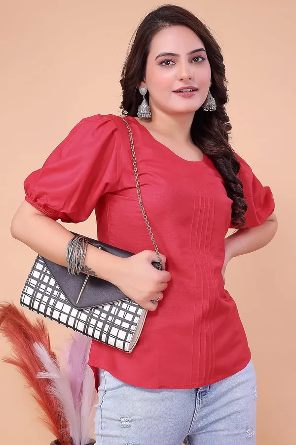 Rani_Pink_Viscose_Rayon__Top_For_Women_|_Regular_Fit_Balloon_Sleeve_Sweetheart_Neck