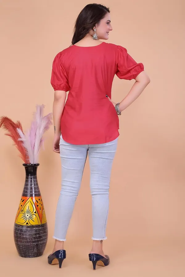 Rani_Pink_Viscose_Rayon__Top_For_Women_|_Regular_Fit_Balloon_Sleeve_Sweetheart_Neck