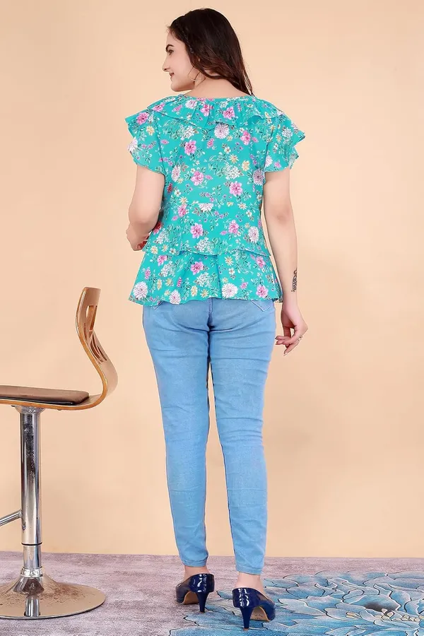Blue_Sumer_Cool__Top_For_Women_|_Regular_Fit_Flutter_Sleeve_V-Neck