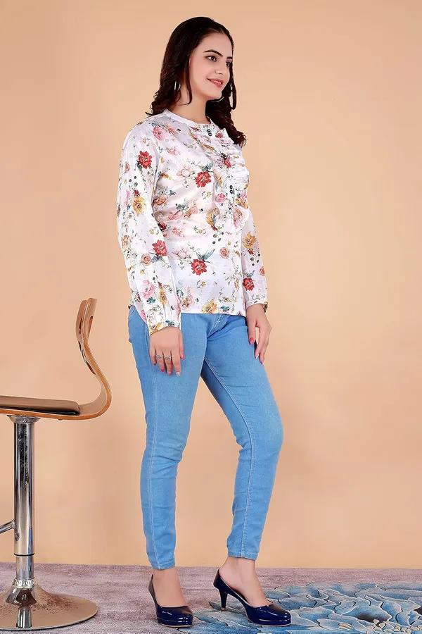 White_Cotton_Satin_Tunic_Shirt_For_Women_|_Regular_Fit_Long_Sleeve_Round_Neck