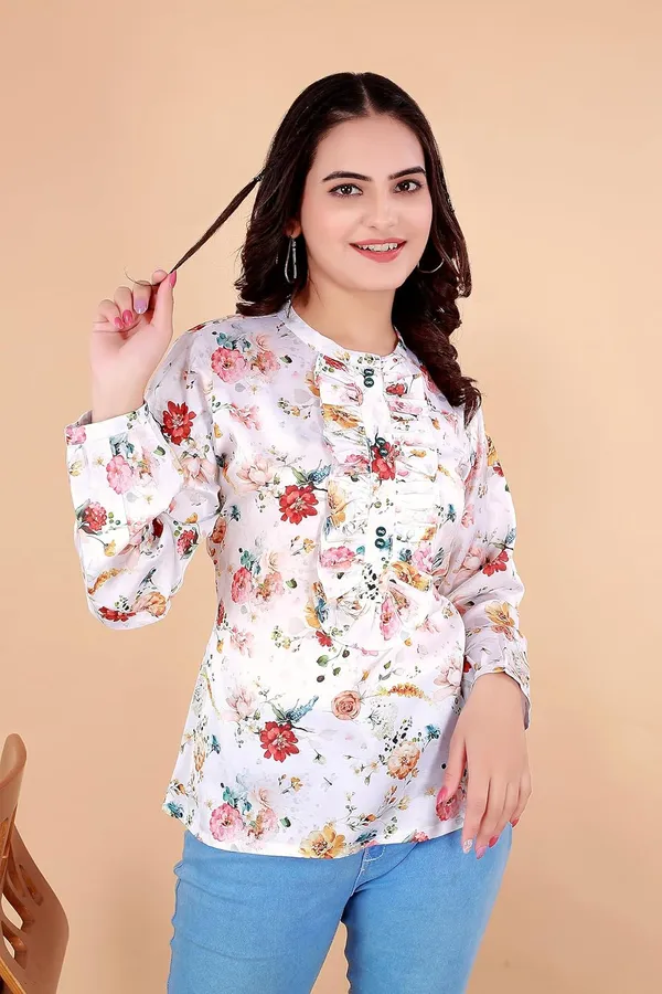 White_Cotton_Satin_Tunic_Shirt_For_Women_|_Regular_Fit_Long_Sleeve_Round_Neck