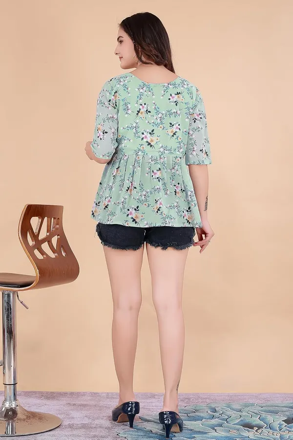 Pista_Georgette_Shirt_For_Women_|_Regular_Fit_3/4_Sleeve_V-Neck_Tunic