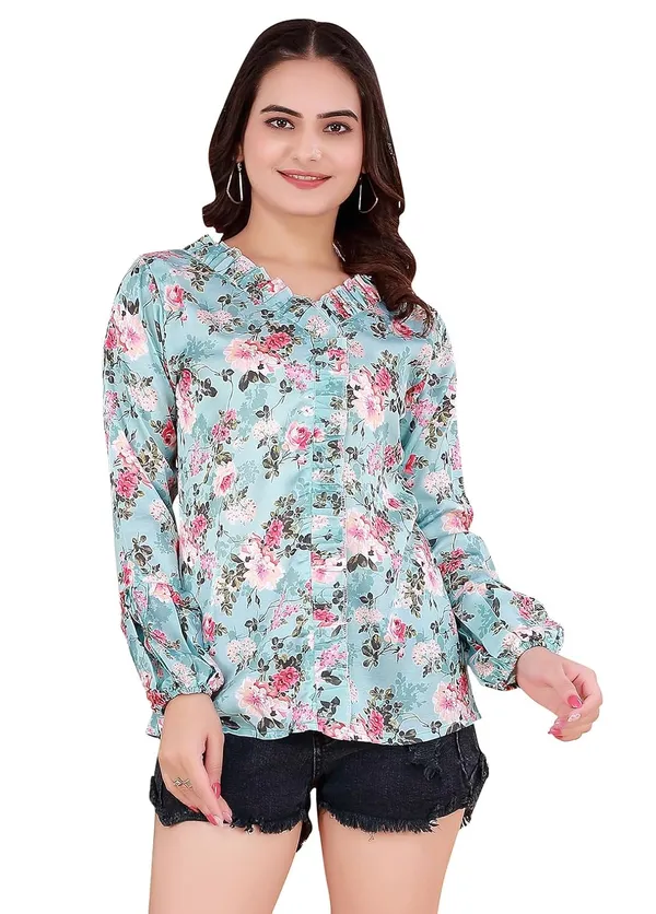 Blue_Cotton_Satin_Tunic_Shirt_For_Women_|_Regular_Fit_Long_Sleeve_V-Neck