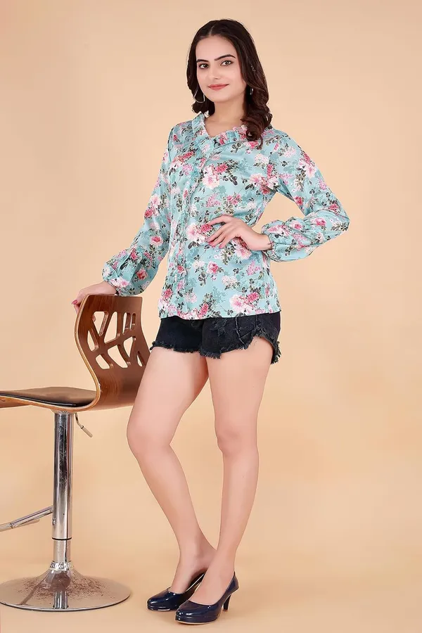 Blue_Cotton_Satin_Tunic_Shirt_For_Women_|_Regular_Fit_Long_Sleeve_V-Neck