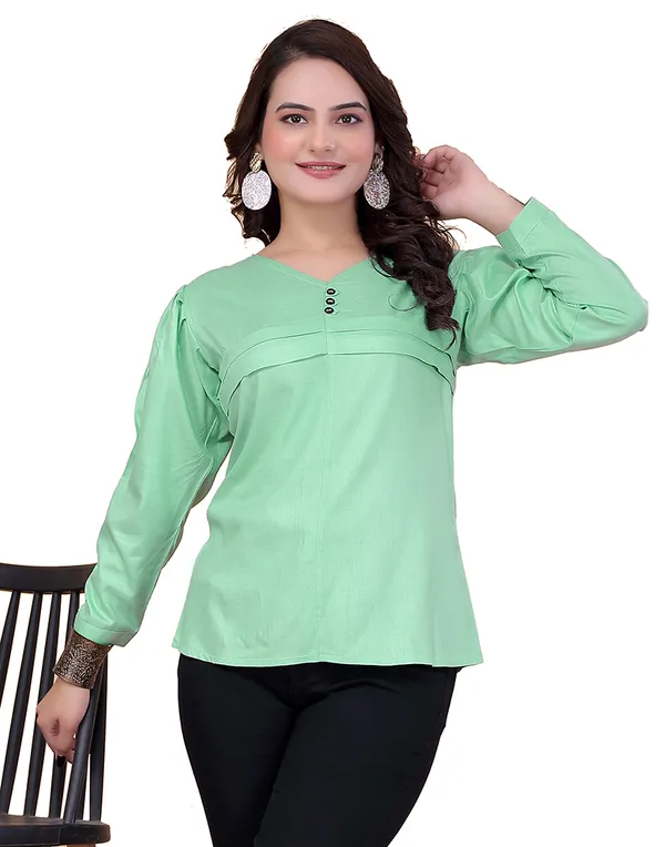 Pista_Viscose_Rayon__Top_For_Women_|_Regular_Fit_3/4_Sleeve_V_Neck