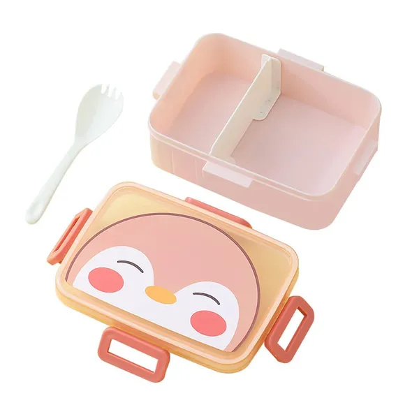 Multicolor_Cute_Cartoon_Shape_Lunch_Box_With_Fork_Tiffin_Box_For__,_Adults_Multipurpose_For_School_Office_600_Ml