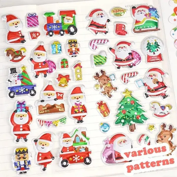 Multicolor_Kawaii_Christmas_Stickers_Set_Stickers_3D_Stickers_For_Girls,_Foam_Stickers,Cute_Stickers,_Craft_Stickers_(Set_Of_4_Sheets)
