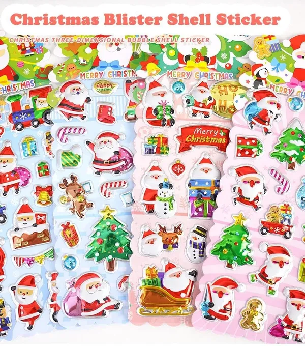 Multicolor_Kawaii_Christmas_Stickers_Set_Stickers_3D_Stickers_For_Girls,_Foam_Stickers,Cute_Stickers,_Craft_Stickers_(Set_Of_4_Sheets)
