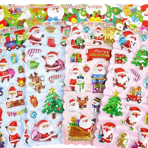 Multicolor_Kawaii_Christmas_Stickers_Set_Stickers_3D_Stickers_For_Girls,_Foam_Stickers,Cute_Stickers,_Craft_Stickers_(Set_Of_4_Sheets)