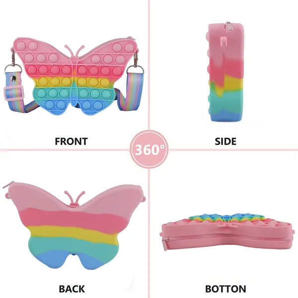 Multicolor_Pop_It_Shape_Sling_Bag_For_Girls,Silicone_Shoulder_Sling_Bag_With_Keychain_For_Girls,_Boys_,__Butterfly_Bag,Birthday_Gift_For_Girls