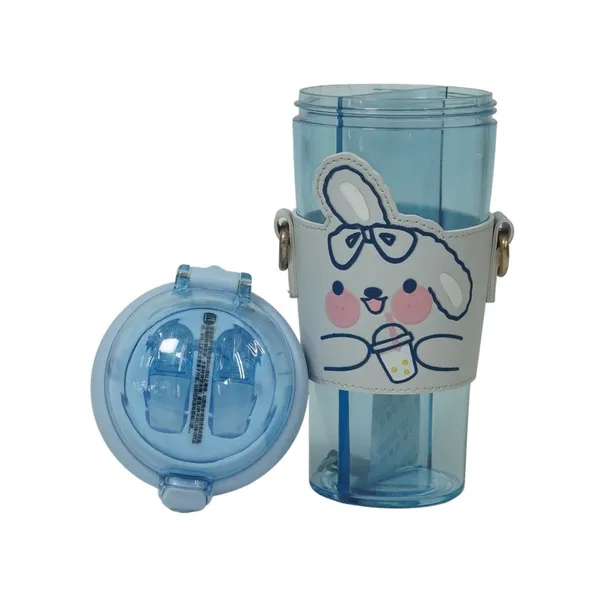 Multicolor_Sipper_Bottle_For___2_In_1_Water_Bottle,Tumbler_With_Straw_And_Sipper_With_Adjustable_Strap,Bpa_Free_Water_Bottle,School_Bottle_For___(530_Ml)()_(Blue)